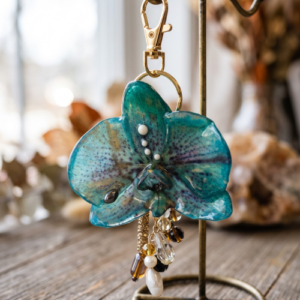 Ocean green sand Orchid key chain